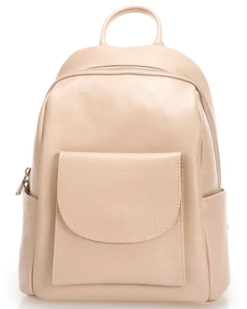 Rucsac de piele cu buzunare multiple - Piersica