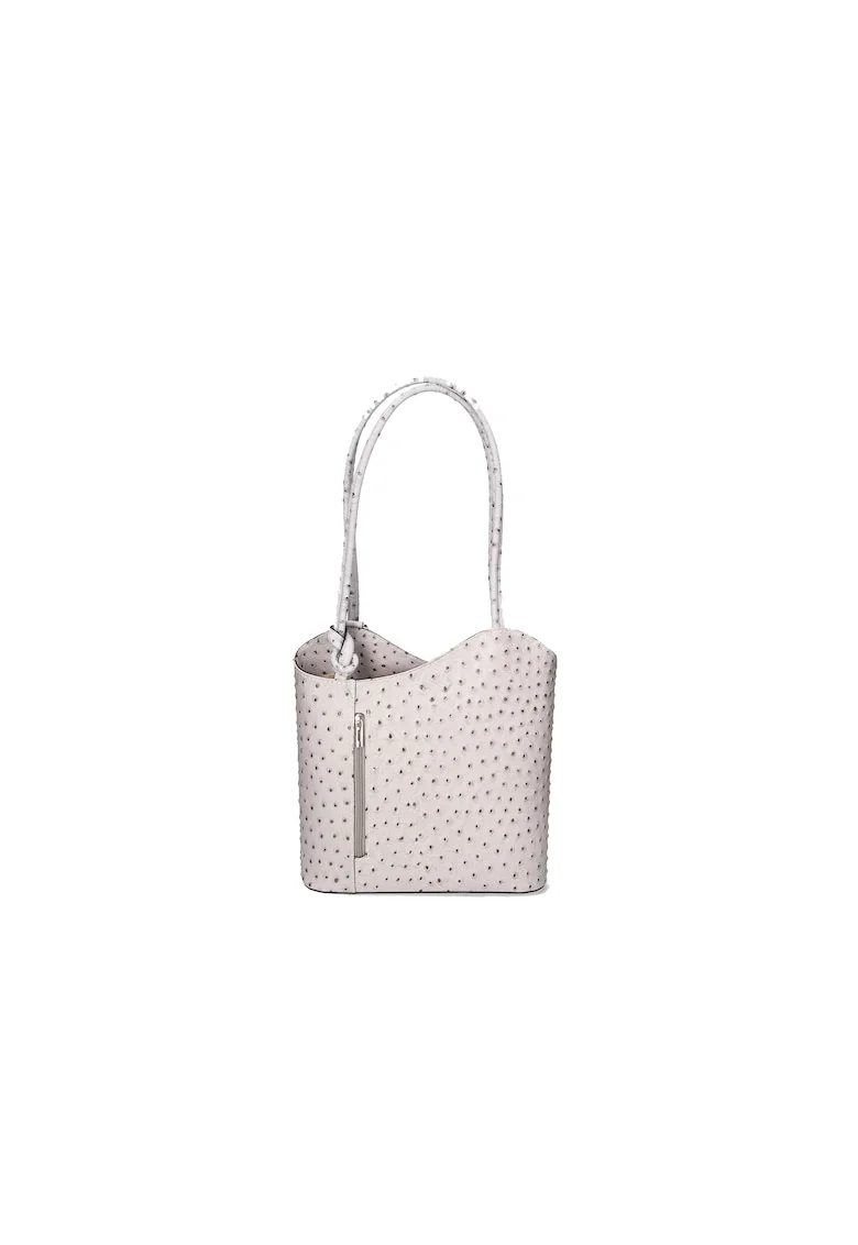 Rucsac de piele cu imprimeu piele de strut - Gri inchis