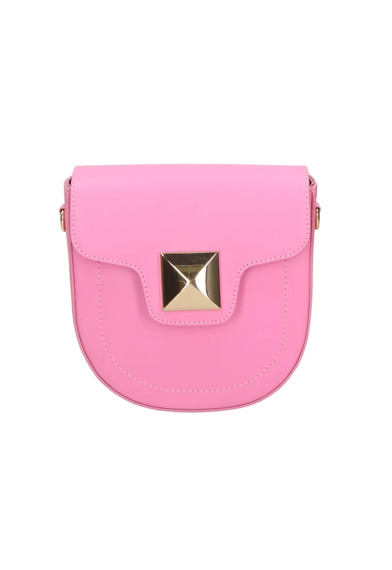 Geanta crossbody din piele cu bareta detasabila - Roz