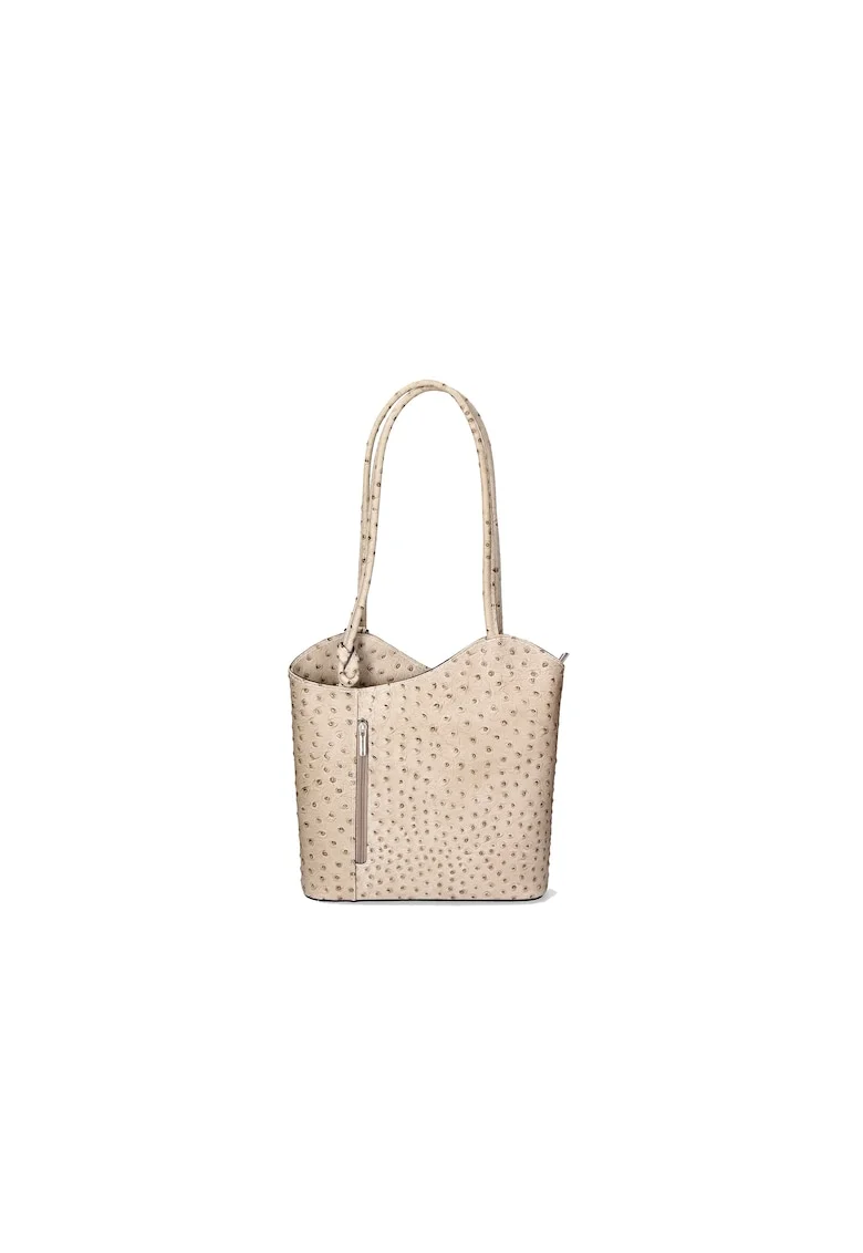 Rucsac de piele cu imprimeu piele de strut - Maro taupe