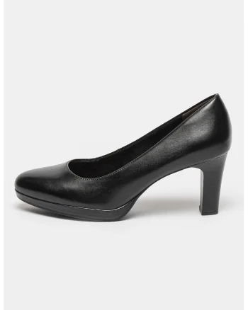Pantofi de piele cu toc masiv23 - Negru