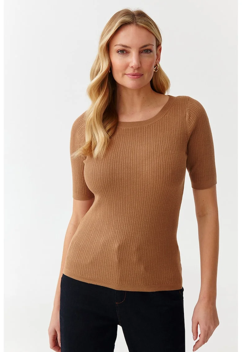 Pulover cu maneci scurte - Caramel