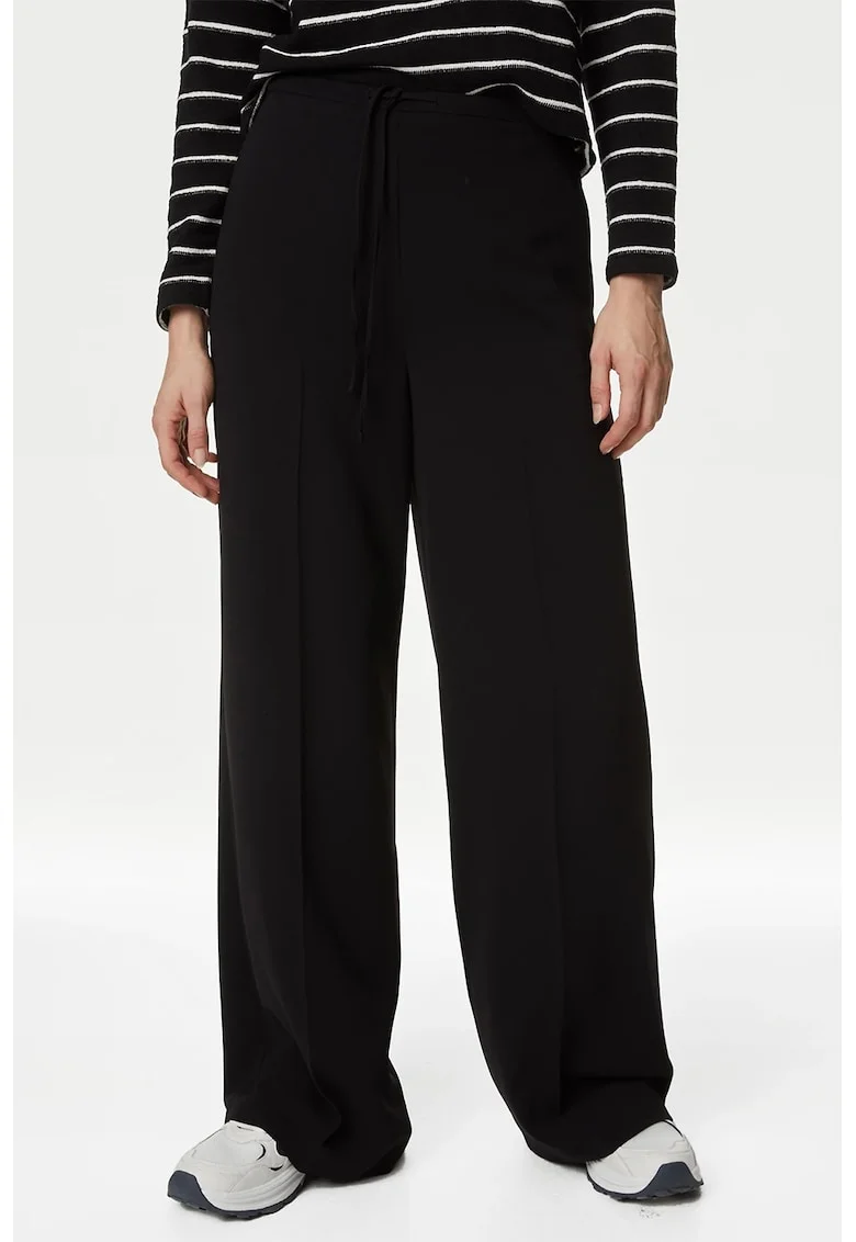 Pantaloni ampli cu talie inalta - Negru