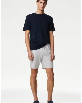 Pijama scurta in doua nuante - Albastru ultramarin/Gri melange