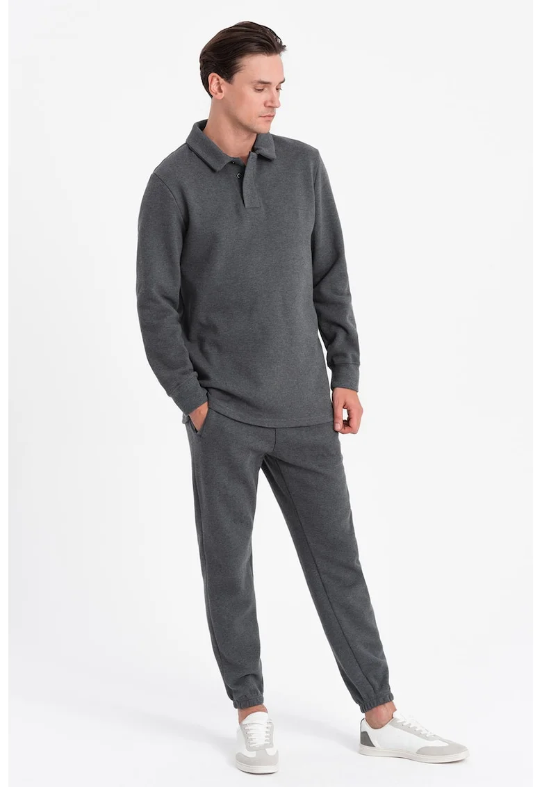 Set de bluza polo si pantaloni de trening - Gri inchis