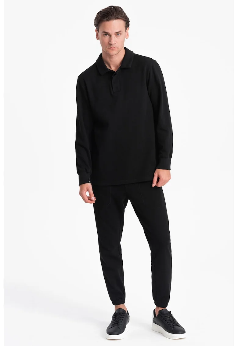 Set de bluza polo si pantaloni de trening - Negru