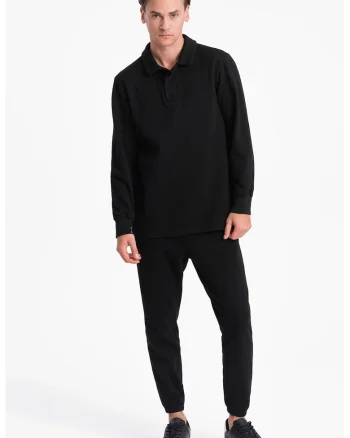 Set de bluza polo si pantaloni de trening - Negru