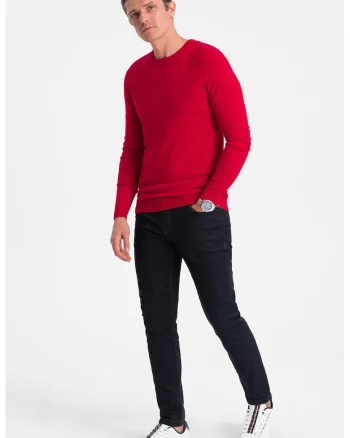 Bluza uni cu decolteu la baza gatului - Rosu vermillion