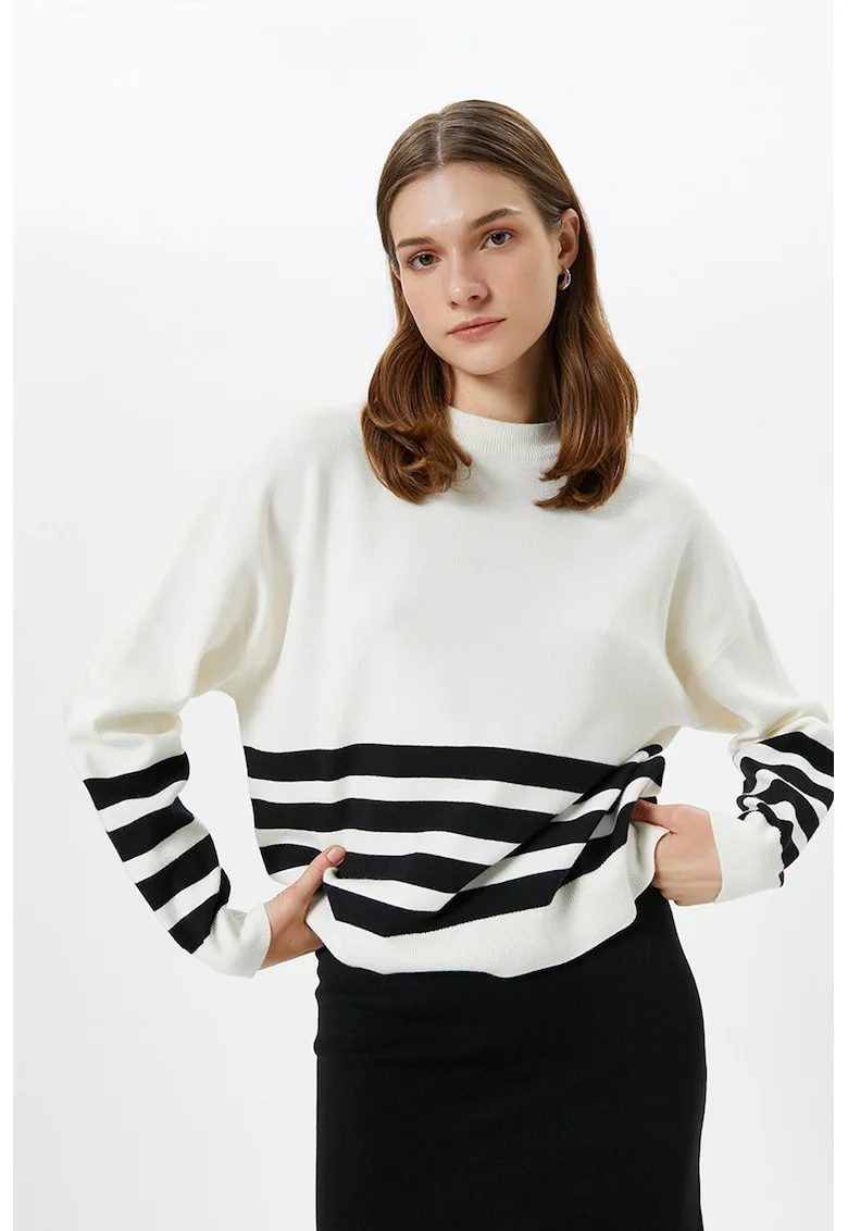 Pulover cu dungi - Alb/Negru