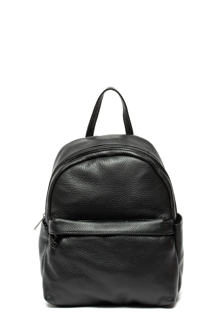 Rucsac de piele cu aspect granulat - Negru