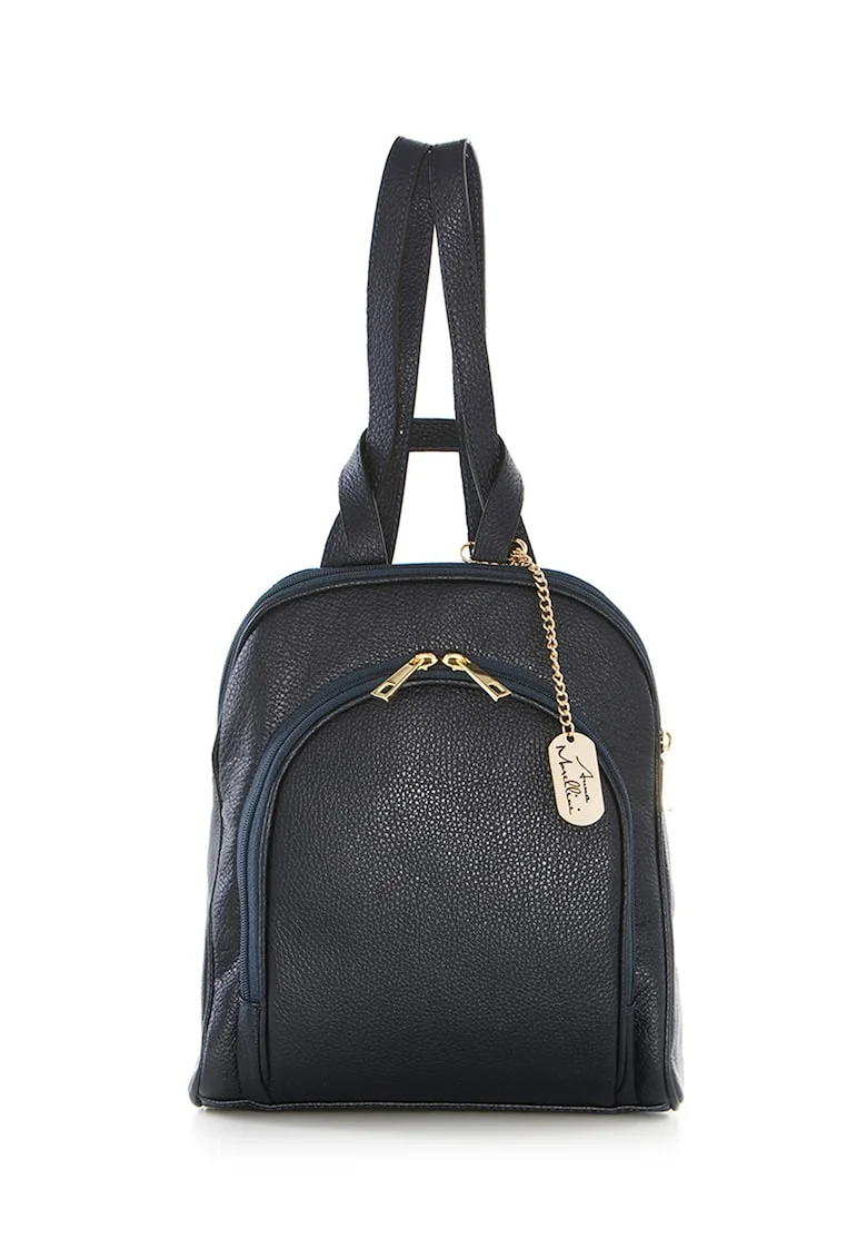 Rucsac de piele cu accesoriu metalic Breta - Bleumarin