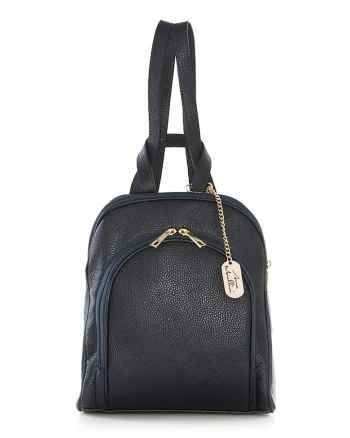 Rucsac de piele cu accesoriu metalic Breta - Bleumarin