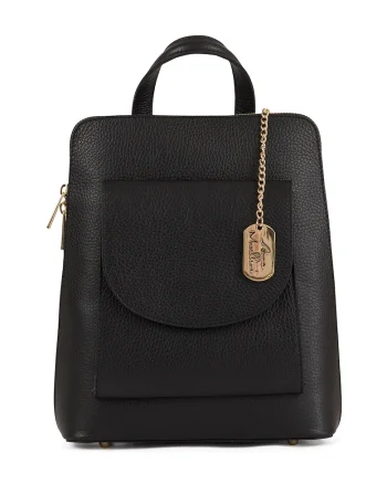 Rucsac de piele cu model convertibil - Negru