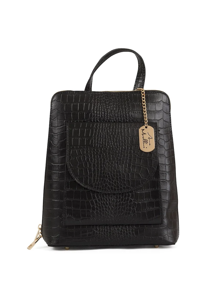 Rucsac de piele cu model convertibil - Negru