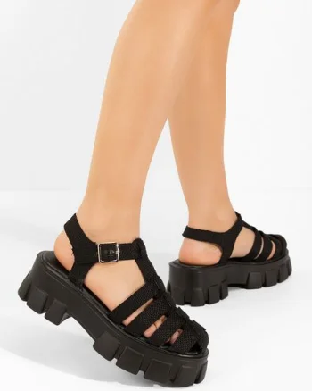 Sandale cu platformă Carilea negre