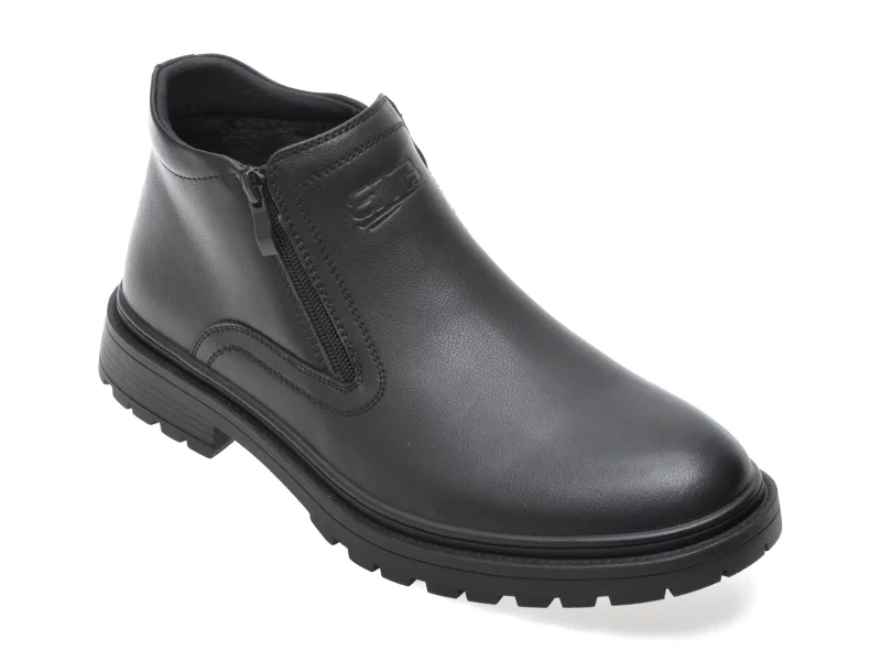 Ghete BITE THE BULLET negre, M1128, din piele naturala