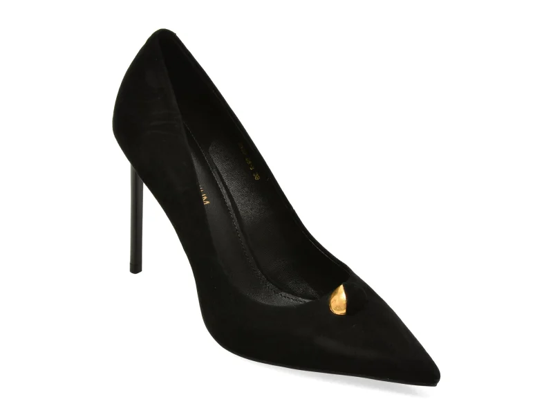 Pantofi eleganti EPICA PREMIUM negri, 2539, din piele intoarsa