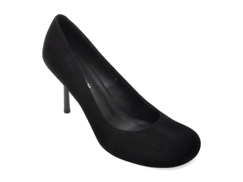 Pantofi eleganti EPICA PREMIUM negri, 26169, din piele intoarsa