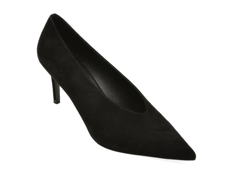 Pantofi eleganti EPICA PREMIUM negri, 2638, din piele intoarsa