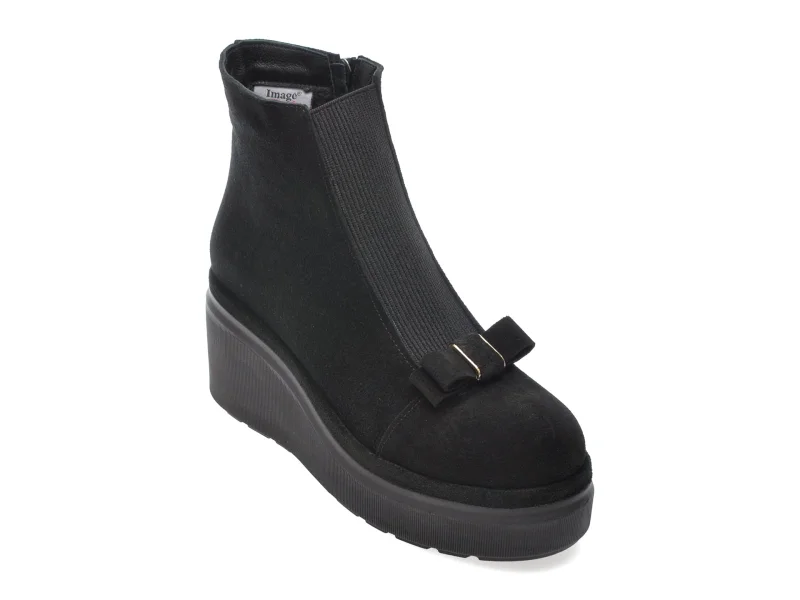 Ghete IMAGE negre, 117K574, din piele intoarsa