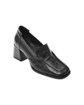 Mocasini EPICA negri, 2772114, din piele croco