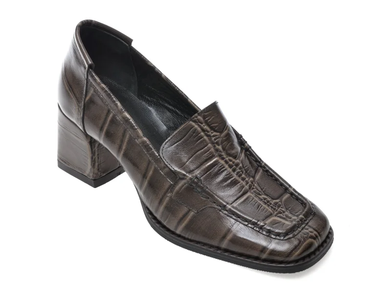 Mocasini EPICA maro, 2772114, din piele croco