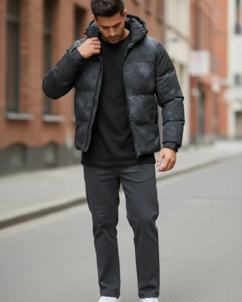 Geaca barbati groasa de iarna  neagra 2602 D1-3