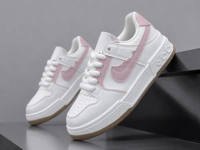 Adidasi dama casual albi cu roz 9981 55-4