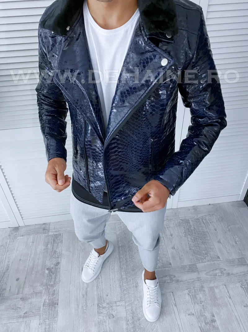 Geaca barbati bleumarin piele ecologica B28212