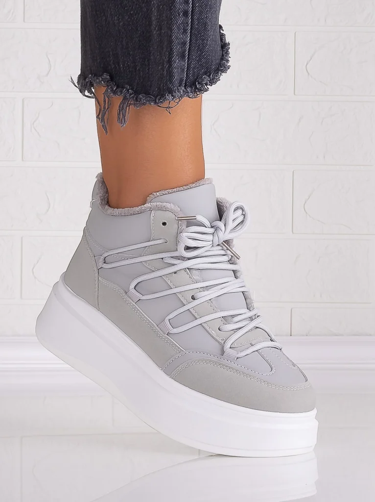 Sneakers dama Imblaniti Gri din Piele Ecologica Elizze