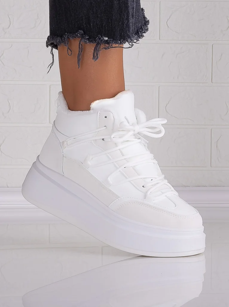 Sneakers dama Imblaniti Albi din Piele Ecologica Elizze
