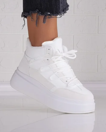 Sneakers dama Imblaniti Albi din Piele Ecologica Elizze