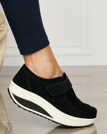 Mocasini dama din Piele Naturala CRL0063 NEGRU SUEDE