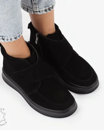 GHETE DAMA PIELE NATURALA cu fermoar lateral si VELCRO și talpă confortabilă CRL1311