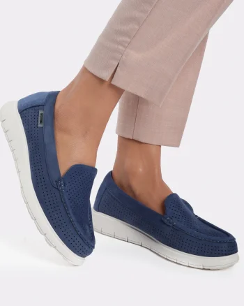 Mocasini din Piele Ecologica Intoarsa cu Branțul din Piele Naturala CRL0719 navy