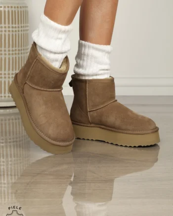 CIZME DAMA din PIELE NATURALA TIP UG INTOARSA CRL0893 CULOARE: KHAKI