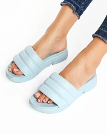 Papuci dama din Piele Ecologica albastri CRL0212