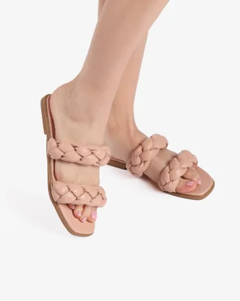 Papuci dama din Piele Ecologica roz CRL0162