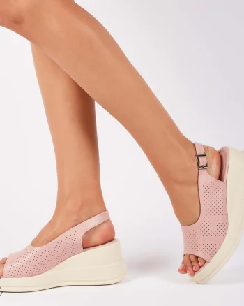 SANDALE Dama DIN Piele Naturala TALPA INALTA CRL1435 ROZ