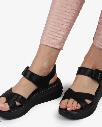 SAndale DAMA DIN PIELE NATURALA CU BARETE INCRUCISATE CRL1423 NEGRU