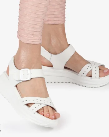 SAndale DAMA DIN PIELE NATURALA CU BARETE INCRUCISATE CRL1423 ALB