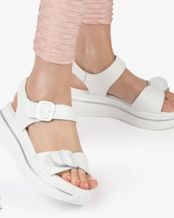 SAndale DAMA SPORT DIN PIELE NATURALA CU INCHIDERE CATARAMA CRL1412 ALB
