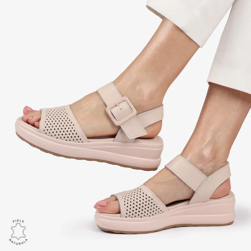 SAndale DAMA SPORT DIN PIELE NATURALA CU INCHIDERE CATARAMA CRL1411 ROZ