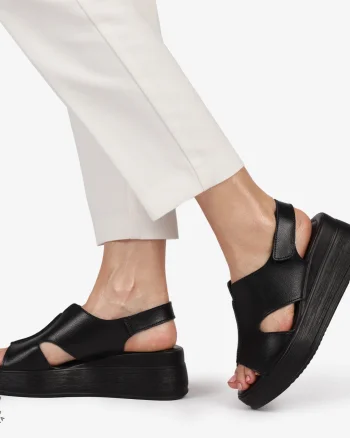 Sandale DAMA SPORT DIN PIELE NATURALA CU INCHIDERE SCAI CRL1410 NEGRU