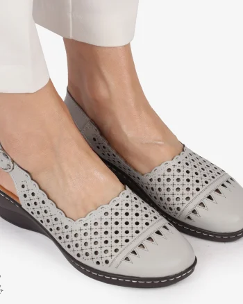 Sandale DAMA DIN PIELE NATURALA SI STIL AJURAT CRL1408 GRI