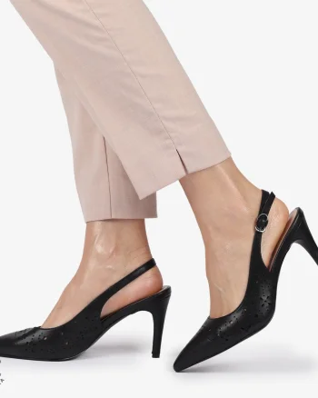 PANTOFI ELEGANTI dama din Piele Naturala CU TOC SUBTIRE SI INALT CRL1399 NEGRU