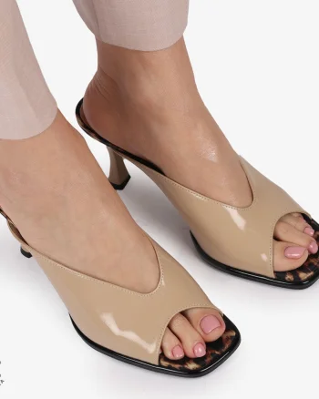 PANTOFI ELEGANTI dama din Piele Naturala CU ASPECT SPECIAL CU TOC SUBTIRE CRL1398 BEJ