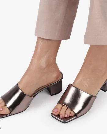 SANDALE ELEGANTE DIN PIELE NATURALA SLIP-ON CRL1392 PEWTER
