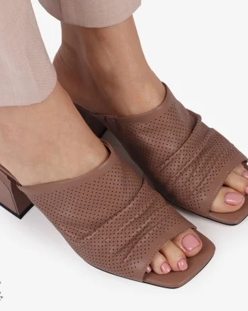 SANDALE CU TOC GROS DIN PIELE NATURALA CRL1390 ROZ