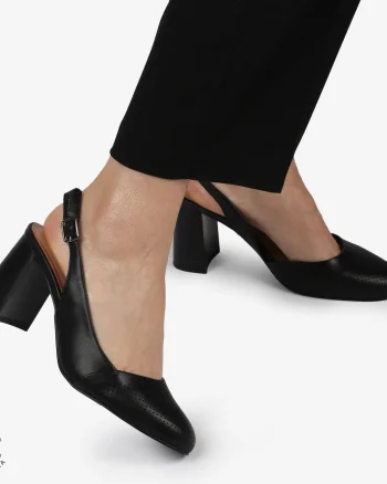 PANTOFI ELEGANTI DIN PIELE NATURALA CU VARF ROTUND CRL01388 NEGRU